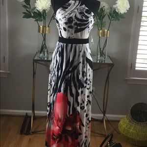 Maxi Red Black and Orange Maxi Dress